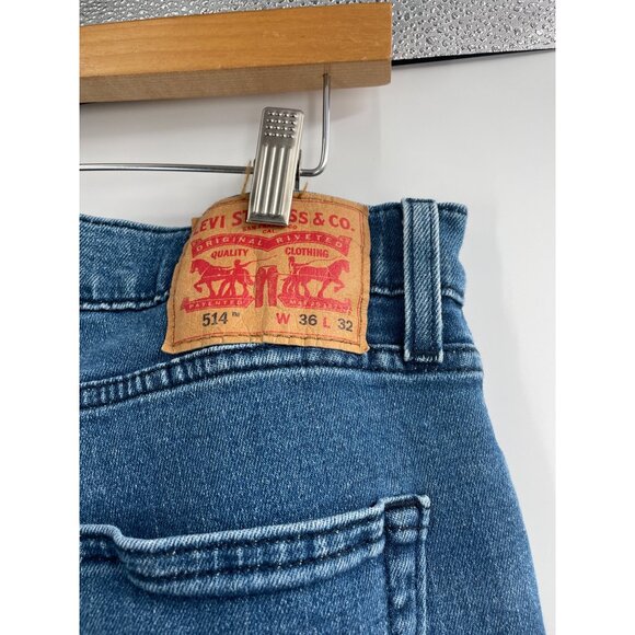 Levi's 514 Mens 36x32 Stretch Denim Straight Jeans Blue Everyday Normcore Casual - Picture 9 of 9